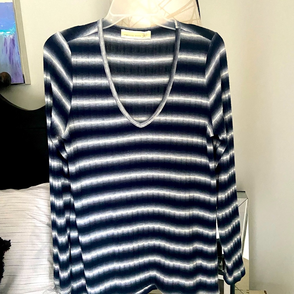 Navy and White Striped Top
